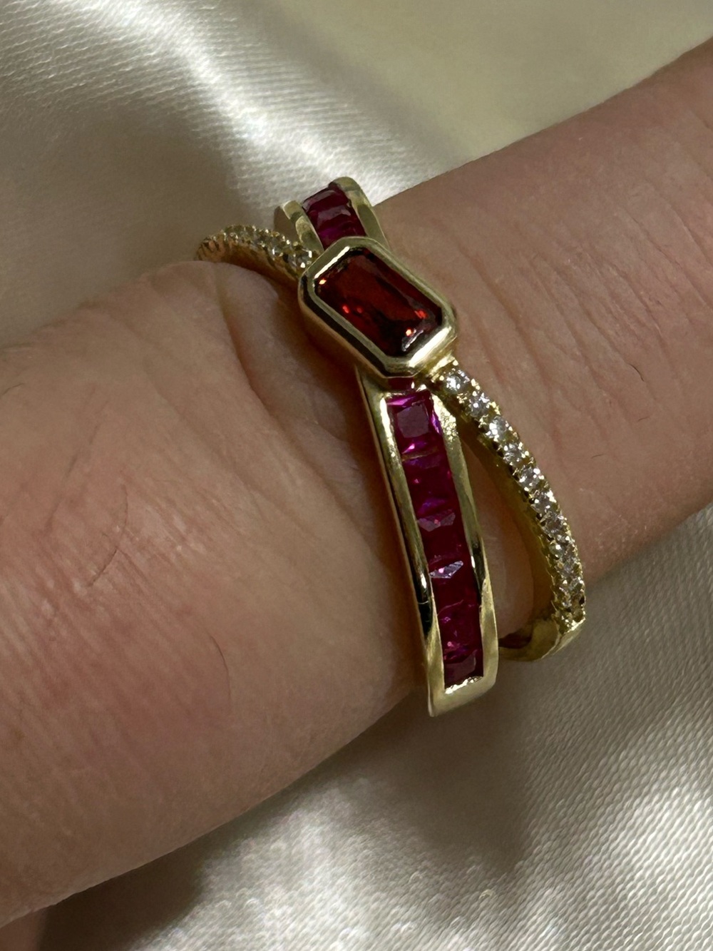 Gold over Sterling Silver with Gemstone Accents Ring size 8